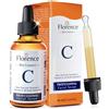 Florence 60ml. Bio Siero Vitamina C e Vit. E. Siero Viso Acido Ialuronico Antirughe, Antimacchie Illuminante, e Antietà. Ideale Come Crema Contorno Occhi e per Dermaroller. Biologico,Vegano