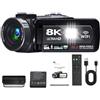 Plyisty Videocamera 8K, Zoom Digitale 18X, Touchscreen da 3 Pollici con Visione Notturna IR, Webcam WiFi per da 64 MP, Telecomando, Batteria