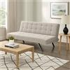 EVERGREENWEB MATERASSI & BEDS EVERGREENWEB - Divano Letto 3 Posti Clic Clac in Tessuto Imbottito colore Beige, Design Moderno, Schienale Reclinabile e Trasformabile in Comodo Letto con Materasso in Foam, Gambe Cromate, SCARLETT