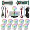 SJ@JX Kit encoder USB Arcade con pulsanti LED RGB e joystick Sanwa a 4/8 vie, interruttori meccanici neri, controller di gioco Plug & Play per PC, MAME, Raspberry Pi, Windows