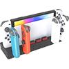 Generic Switch Controller Dock Station di ricarica per Nintendo Switch & OLED Joycons, Fashion Brick Shape Switch Giochi Organizer 4 Controller Charger Stand, 8 Slot Game Card Storage (nero)
