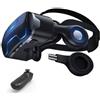 MZECH Cuffie Occhiali 3D VR, Visore Realtà Virtuale 3D, VR Visore Cuffie con Lenti HD Anti Luce Blu, per iPhone/Android Smartphones da 4,7 a 7,2 pollici, Regali di Natale per bambini e adulti(B)