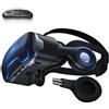 BHJAYIGS Occhiali VR, Visore Realtà Virtuale 3D, VR Visore Cuffie, Glasses 3D con Lenti HD Anti Luce Blu, Compatibili con Smartphone iPhone Android da 4,7-7,2 Pollici, Regalo di Natale, Regalo(D)