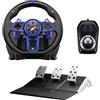 Flashfire SUZUKA 900S - Volante da corsa regolabile, versione Premium PS5, compatibile con PS3, PS4, PS5, Nintendo Switch, rotazione di 270-900 gradi con 3 pedaliere e cambio H, nero e blu (F111)