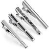 Wynameleri Set di fermacravatta da uomo, per cravatte normali, per matrimoni e affari, con scatola, per festa del papà, fermacravatta argento e fermacravatta oro da uomo, 4pcs Classic Black & Silver