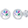 CONILOK Orecchini a forma di albero della vita, in argento 925, da donna, con zirconi colorati marchese, ipoallergenici, per donne e ragazze, con brillantini, rotondi, per mamma e famiglia