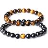 COAI Set Coppia Bracciali della Distanza Bilanciamento Reiki per Lui e per Lei in Tormalina Nera e Occhio di Tigre