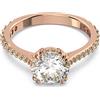 Swarovski Anello cocktail Constella, Taglio tondo, Pavé, Bianco, Placcato color oro rosa