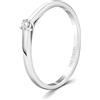 EDELIND Anello solitario diamante 0.05 ct Oro Bianco 18K 750 Anello Donna con Diamante taglio Brillante Anello di Fidanzamento Ø 58 mm con scatola regalo