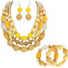 Bocar Set di collane con perline a 3 strati per donne, gioielli | Design a 3 strati con perline grosse con texture miste, catena di estensione da 7,6 cm e gioielli abbinati per un look