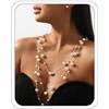 Hanfluenve Collana vintage a più fili di perle per le donneCollana lunga con nappe di perle Set con borchie di perle Boho Dainty Beads Collana a strati Retro Prom Abito da sposa Accessori per gioielli