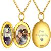 ChicSilver Collana Personalizzata Argento 925 con 2 Foto, Ciondolo Portafoto Personalizzato Oro Lunga 55+5cm, Collana Tondo Ciondolo Personalizzato, Idee Regalo per Natale Anniversario