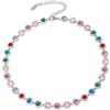 Oshhni Collana da Donna con Strass, Collana con Pietra Regalo, Collana con Catena a Maglie per Fidanzamento, Anniversario, Argento