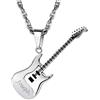 PROSTEEL Collana Pendente Uomo Cindolo Chitarra Elettrica, Stile Hip Hop Punk Rock Roll, Catena Regolabile, Acciaio Inossidabile Placcato Oro 18K, Argento Nero Oro - Incisione Personalizzabile