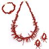 Antonino De Simone Set frangia in corallo rosso del Mediterraneo composto da collana, bracciale e orecchini montati in argento dorato 925. (collana+orecchini+bracciale, argento dorato 925)