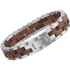 Woodstar (SILVER ALLIGATOR Bracciale da Uomo in Acciaio e Legno, Gioielli Moda Maschile, Braccialetto Regolabile Argento B23-001