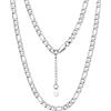 Bandmax Figaro Collana Uomo Catenina Argento, 6 mm Catena Collana Uomo Acciaio, Catenina Uomo Lunghezza da 76 cm, Argento Catena Gioielli Uomo Donna, Cateinina Accessori per Hip Hop Rapper