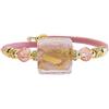VENEZIA CLASSICA - Bracciale da Donna con perla quadrata in Vetro di Murano Originale e vera pelle Toscana, con foglia in oro 24kt o argento, Made in Italy certificato (Rosa Oro)