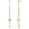 Zayka Jewelry Orecchini donna pendenti lunghi catenella con stelle in argento 925 placcati oro giallo 18K