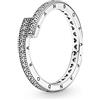 PANDORA Signature Anello brillante in argento Sterling sovrapposto con zirconia cubica trasparente, 52