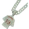 Jpltlvy Collana a catena cubana in jersey n. 19 da uomo, gioiello hip hop, regalo con ciondolo, accessorio per compleanno e anniversario, 45 cm