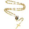 MMXX Collana Rosario Personalizzato con Foto Testo per Uomini Donne Collana Croce Cattolica Grani di Preghiera Cattolici Personalizzati Ciondolo Crocifisso Regali Religiosi - Oro