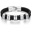lorajewel Bracciali personalizzati per uomo Bracciale con nome Regalo per la festa del papà Bracciale nero in pelle intrecciata Regalo di compleanno per buoni amici (A-Argento 5)
