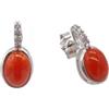 sicilia bedda - Gioielli in Corallo Rosso del Mediterraneo e Zirconi - Argento 925 - Prodotto Realizzato a Mano (Orecchini Ovali con Zirconi Pendenti)