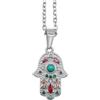 DVNCI Collana da uomo con ciondolo a forma di mano di Fatima, in oro bianco 18 carati con turchese malocchio, amuleto portafortuna da 50,8 cm, gioiello portafortuna, 20, Acciaio inossidabile acciaio