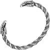 TQWSVUM Bracciale Corno Vichingo da Uomo - Bracciale Rigido con Testa Corvo Odino in Acciaio Inossidabile Pesante Fatto A Mano - Bracciale Rigido Regolabile Vintage Nordico con Doppia Testa Corvo