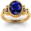 INDIA MADE Anello placcato in oro con pietra preziosa di zaffiro blu naturale originale certificato 11.00 Ratti/10.25 carati per donne e uomini-B0CBF9P6K4