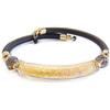VENEZIA CLASSICA - Bracciale da Donna con perla Tubetto in Vetro di Murano Originale e vera pelle Toscana, con foglia in oro 24kt o argento, Made in Italy certificato (nero/oro)