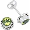 mantraroma orecchini a bottone in argento 925 con pietra preziosa verde brillante e peridoto, orecchini in vero argento sterling da donna, regalo