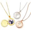 NICEDREAM Collana con medaglione personalizzato con fiore di nascita e 1-2 foto all'interno, medaglione rotondo con foto e testo personalizzati, in argento sterling, gioiello delicato per donne, mamme, figlie