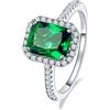 Yaresul - Anello da fidanzamento in argento Sterling 925 con smeraldo verde simulato da 3,6 carati, anelli da 8x6mm. Anelli da donna con zirconi cubici pavé, anello di nascita di maggio, anelli da