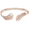 Swarovski Nice Bracciale Rigido, con Motivo a Piuma, Cristalli e Zirconia Swarovski, Placcatura in Tonalità Oro Rosa, Taglia M, Bianco
