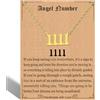 RWQIAN Collana da donna con ciondolo a forma di angelo con numero 000, 1111, 111, 222, 333, 444, 555, 666, 777, 888, 999, con ciondoli numerologici, idea regalo per donne e ragazze, 16 inches, Acciaio