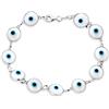 Bling Jewelry Braccialetto Amuleto di Protezione Portafortuna con Perla di Vetro Turca Occhio di Malocchio per Donne e Adolescenti in Argento Sterling .925 Bianco 7,5 Pollici