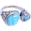 Ravishing Impressions Jewellery Larimar & Blue Topaz Gemstone 925 Solid Sterling Silver Ring Beautiful Handmade Jewellery, regalo di compleanno RI-5684 e Argento, 57 (18.1), colore: Verde e rosa., cod. RI-5684-7.75