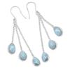 Silver Palace Orecchino a goccia lunga e pendente in argento sterling con pietre preziose Larimar naturale per donna e ragazza