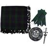 Tidoneam Kilt Fly Plaid 121,9 x 121,9 cm scozzese Highland Fly plaid spilla & Pin antichi/Kilt Lampes Set Orologio nero. Taglia unica