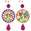 IN Lebole Collezione The Circle DOR299 Fiori Orecchini da Donna in Ottone Pietra Rubino