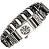 ForFox Bracciale vegvisir bussola vichinga punk bracciale a maglie larghe in acciaio inossidabile al titanio con rune per uomo 22cm