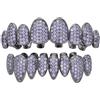 AHTCPO Lussuoso Set di Grillz Hip Hop Placcati Oro con Strass CZ Multicolore - Dentari Superiori & Inferiori Regolabili Brillanti per Feste & Spettacoli(Light purple)