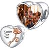 LaMenars Personalized Photo Charms Birth Flower August Poppy Beads Argento Sterling Personalizza Immagine Cuore d'amore per le donne Bracciali e collane Regali per le ragazze