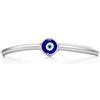 PERIMADE - Anello a fascia in oro 18 carati placcato, occhio malocchio in smalto turco blu, anello impilabile in argento sterling 925 per donne, anello minimalista ipoallergenico, tendenza, regalo di