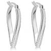Tuscany Silver Orecchini creoli ovali in argento sterling placcato rodio con motivo stardust intrecciato