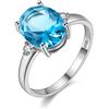 Uloveido Anello da donna in argento Sterling 925 con topazio blu da 1,5 carati, misura regolabile, per matrimonio e fidanzamento, FJ106, Pietra, Topazio blu