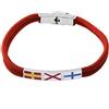 inSCINTILLE Bracciale Uomo Nautico in Corda Rossa con Bandiere Marittime in Acciaio Inossidabile - Stile Marina Militare - Accessorio Regolabile Elegante per Mare, Barca, Regalo Perfetto