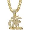 Yonghao Pavilion YOHAX - Collana hip hop in lega con ciondolo a forma di lettera OTF, con diamanti, unisex, stile hip hop, Grande, Metallo Metallo Strass, Nessuna pietra preziosa